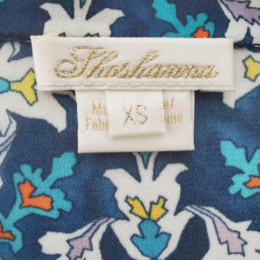 Shoshanna Silvano Blouse Blue White Printed Top Semi Sheer Size XS - Picture 10 of 11